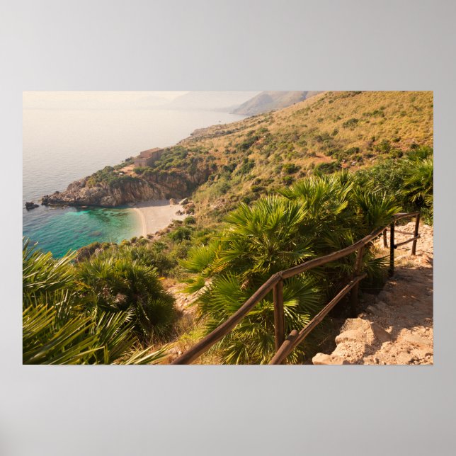 Avskild strand i Lo Zingaro, Sicilien Poster (Framsidan)