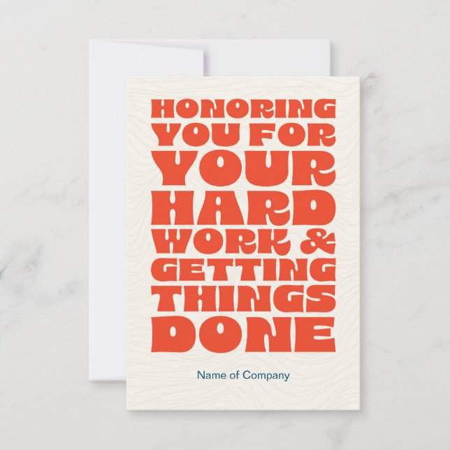 Avskrivningskort för medarbetarpersonalens Tack (Framsida)