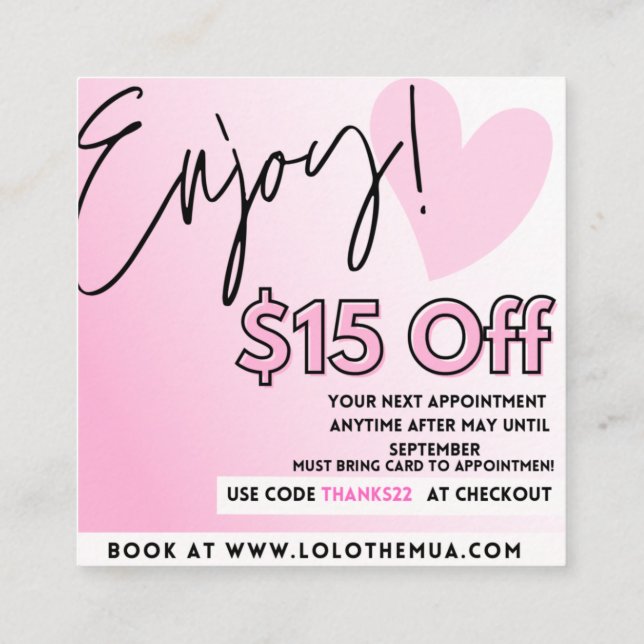 Avskrivningskort Fyrkantigt Visitkort (Baksida)