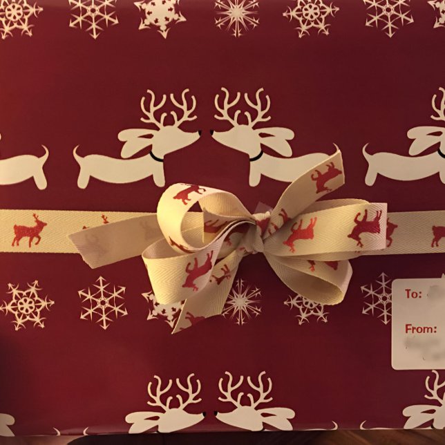 Avslagning av renar Dachshund Snöflingor Gift Wrap Presentpapper (Skapare uppladdad)