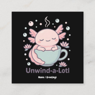 Avslappa-mycket Söt Axolotl i tekopp Kawaii Avslap Fyrkantigt Visitkort