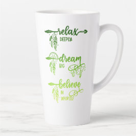 Avslappna, Dröm, Tro, Grön Ombre Boho Latte Mugg