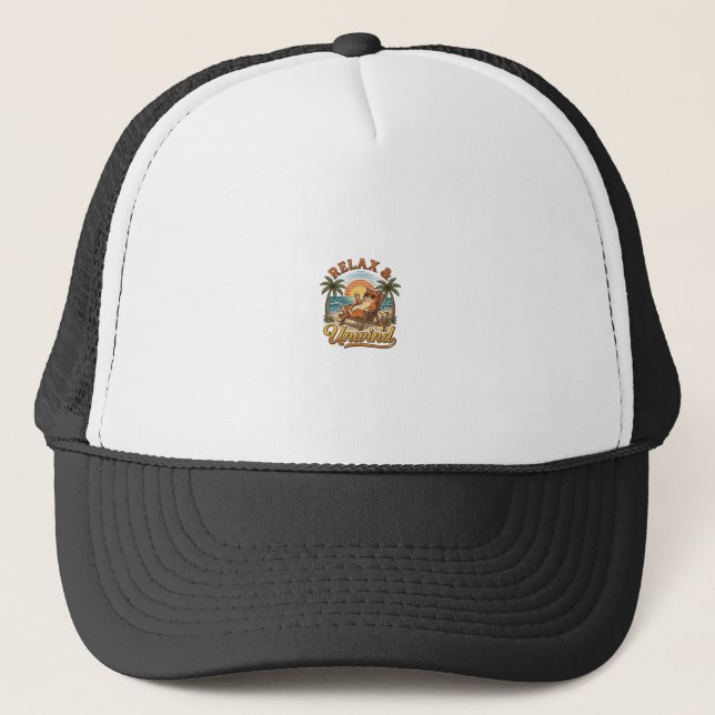 Avslappna & Lossa Strandkatt Vintage Gravyr Design Keps (Framsida)