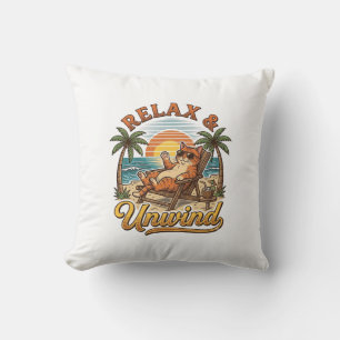 Avslappna & Lossa Strandkatt Vintage Gravyr Design Kudde