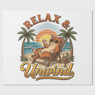 Avslappna & Lossa Strandkatt Vintage Gravyr Design Presentpapper