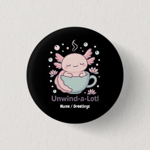 Avslappna-mycket Söt Axolotl i tekopp Kawaii Avsla Knapp