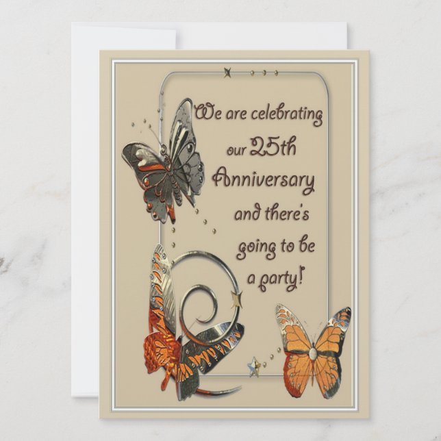 Avslappnad 25-årsjubiléer inbjudningar (Framsida)