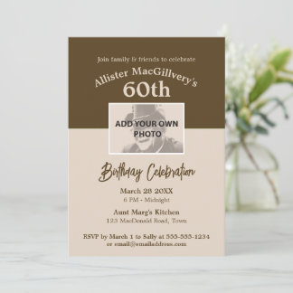 Avslappnad 60:e födelsedagsinbjudan med Photo - Br Inbjudningar