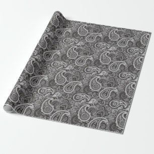 Avslappnad ännu Svartvit Elegant Paisley Bröllop Presentpapper