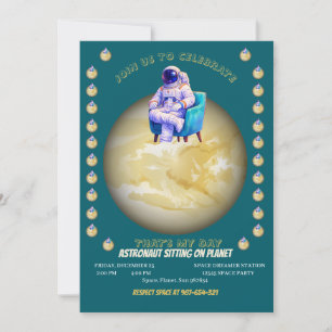Avslappnad astronaut som sitter på planet inbjudningar