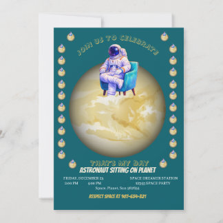 Avslappnad astronaut som sitter på planet inbjudningar