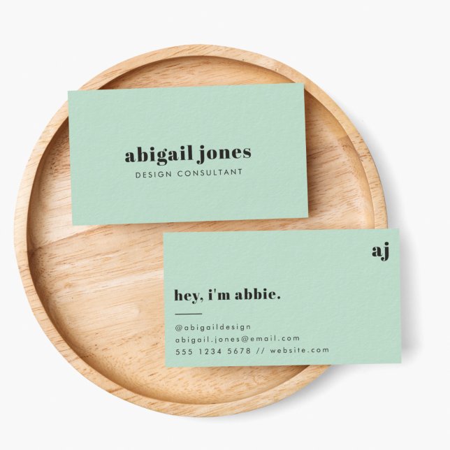 Avslappnad av Snyggt för modern Retro Mint-Grönt Visitkort (Vintage retro typography business card by Guava - fun, stylish & fully customizable)