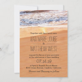 Avslappnad Beach Wedding Guld Vågar Inbjudningar
