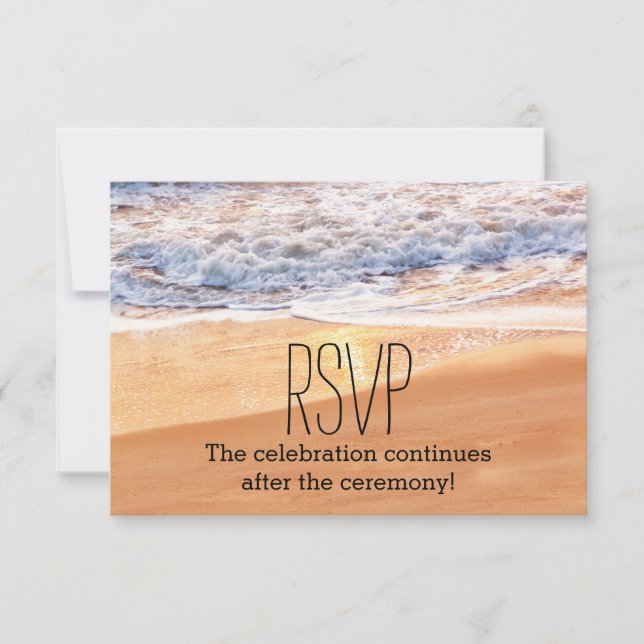 Avslappnad Beach Wedding Guld Vågar OSA Inbjudningar (Framsida)