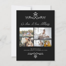 Avslappnad Black 5 Photos Ornate Flytta Announceme Vykort
