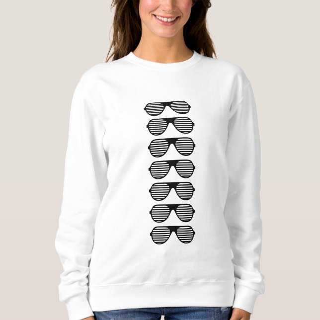 Avslappnad Black Glasses Women's Sweatshirt T Shirt (Framsida)