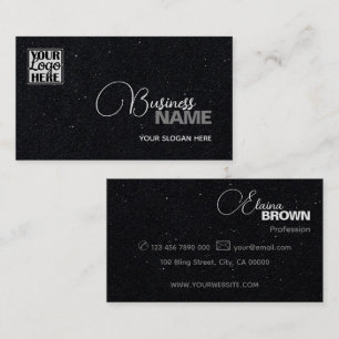 Avslappnad Black Grått Sprinkle Glitter Dots med L Visitkort