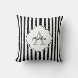 Avslappnad Black Payed Rand Monogram och Namn Kudde