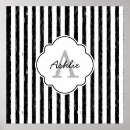 Avslappnad Black Payed Rand Monogram och Namn Poster