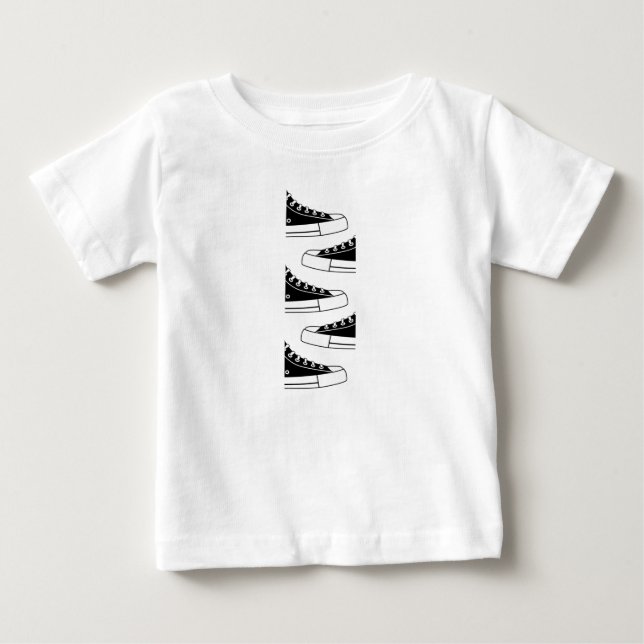 Avslappnad Black Sneakers Baby T-Shirt (Framsida)