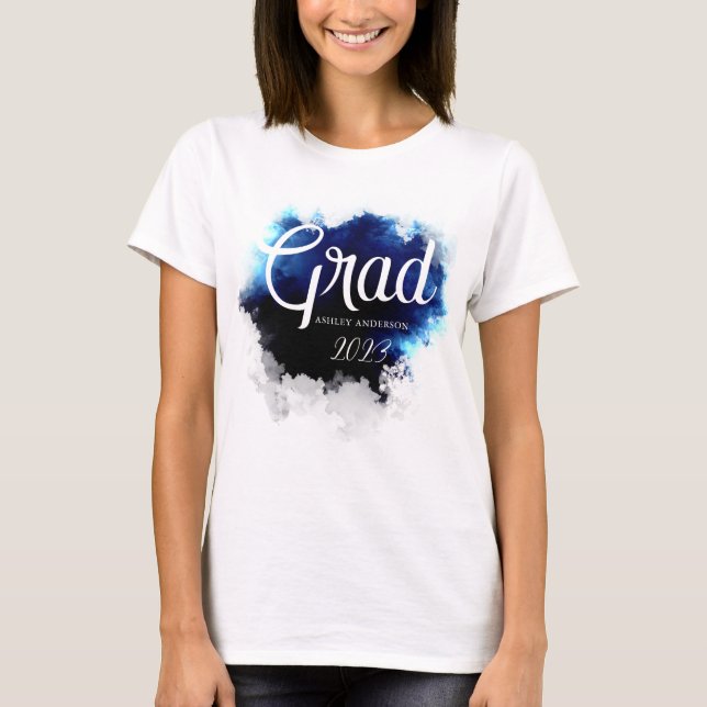 Avslappnad Blått vattenfärgsblått Student T Shirt (Framsida)