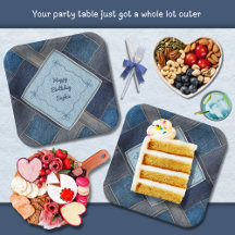 Avslappnad Blue Jean Födelsedagsfest Papper Plate