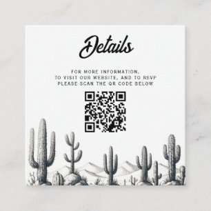 Avslappnad Cactus Bröllop QR-kod Tilläggskort