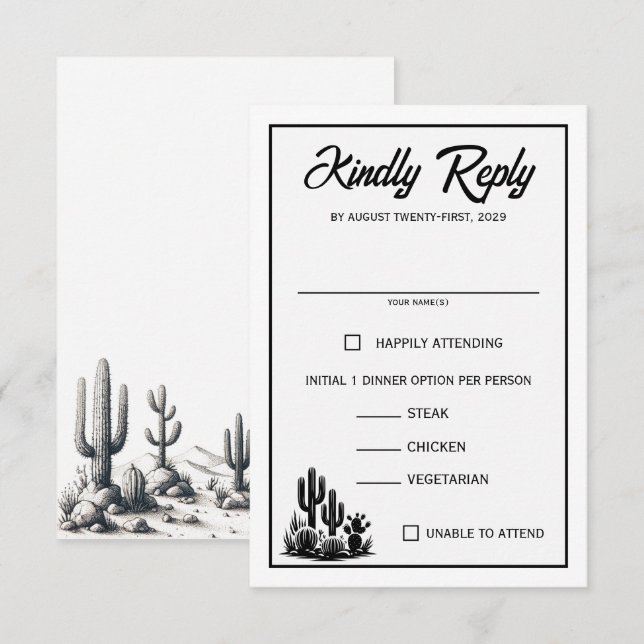 Avslappnad Cactus Food Choices OSA kort (Fram/baksida)