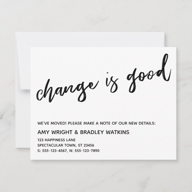 Avslappnad Change är Bra Ny adress Notice Anteckningskort (Framsida)