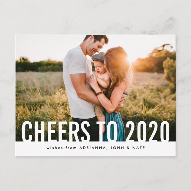 Avslappnad Cheers to 2020 Modern Script Helgdag Ph Helg Vykort (Framsida)