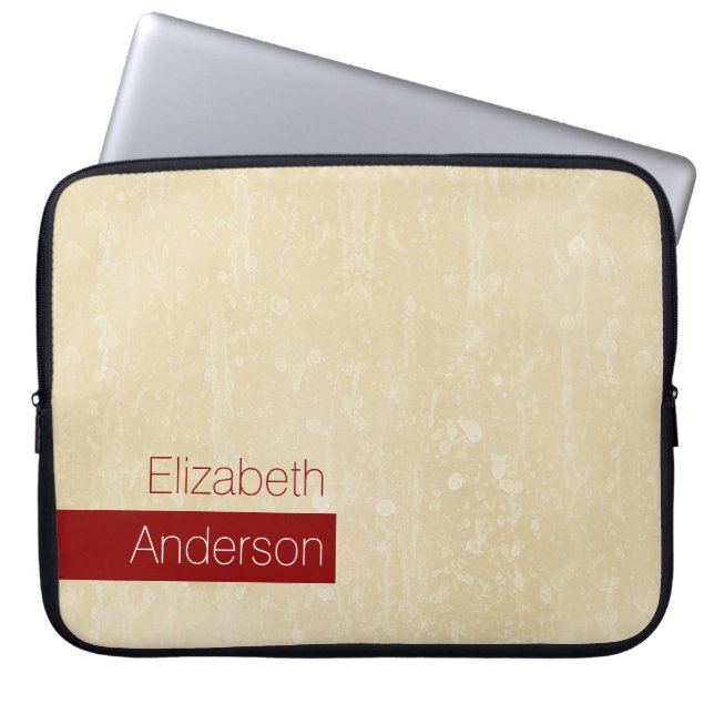 Avslappnad Chic Beige och Red Simple Grunge med Na Laptop Sleeve (Framsidan)