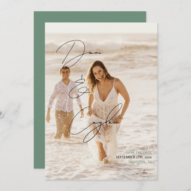 Avslappnad Chic Handskrift Stil Spara datum för  Inbjudningar (Fram/baksida)