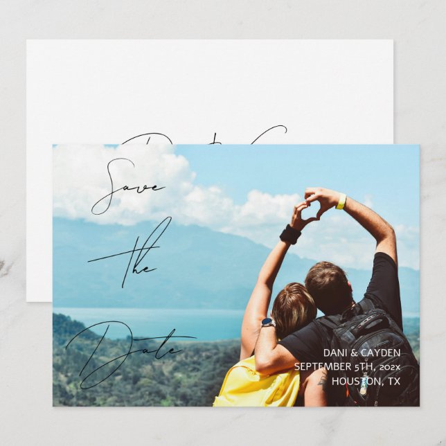 Avslappnad Chic Handskrift Stil Spara datumkortet Inbjudningar (Fram/baksida)