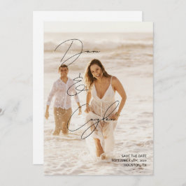 Avslappnad Chic Handskrift Stil Spara datumkortet Inbjudningar