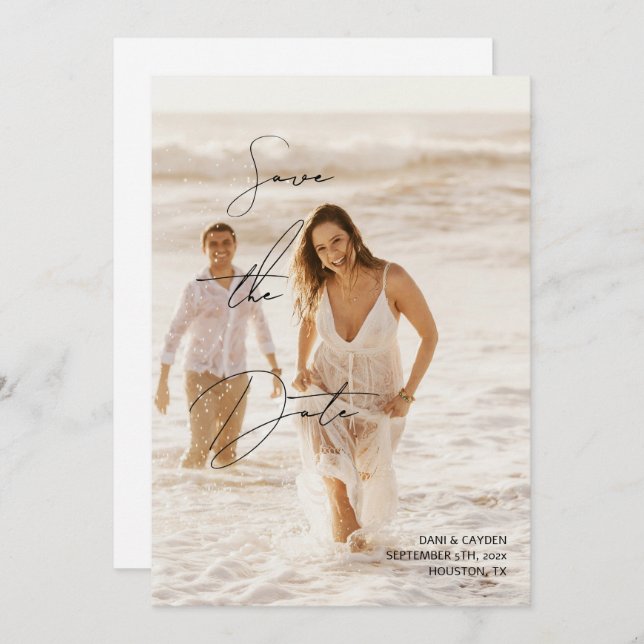 Avslappnad Chic Handskrift Stil Spara datumkortet Inbjudningar (Fram/baksida)