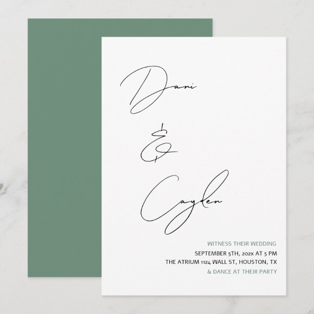 Avslappnad Chic Handwrite Stil Bröllop Inbjudningar (Fram/baksida)