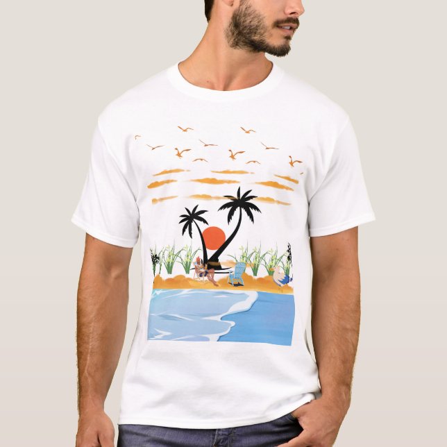 Avslappnad & Chill Sommar Paradis Design T Shirt (Framsida)