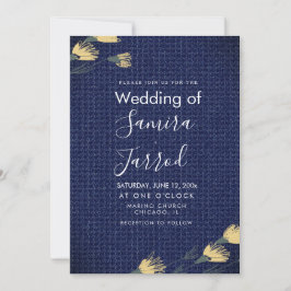 Avslappnad Denim och Vild Flowers Bröllopsinbjudan