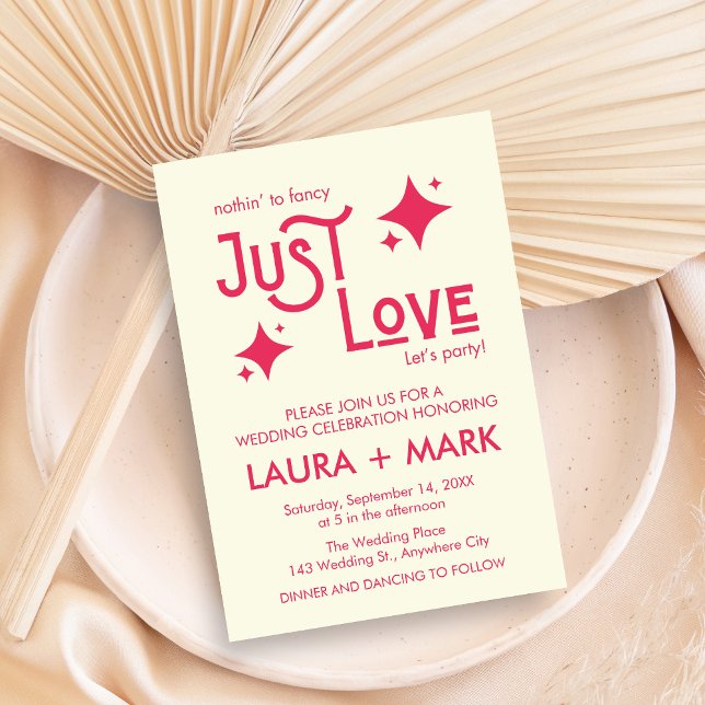 Avslappnad det moderna ingenting Finare precis Kär Inbjudningar (Casual Modern Just Love Wedding Invitation)