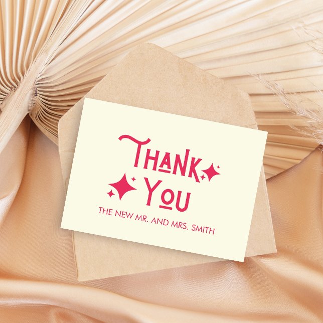 Avslappnad det moderna ingenting Finare precis Kär Tack Kort (Casual Modern Just Love Wedding Thank you Card)