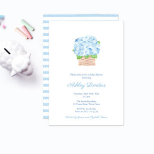 Avslappnad Elegance Blue Hydrangea Boy Shower Inbjudningar