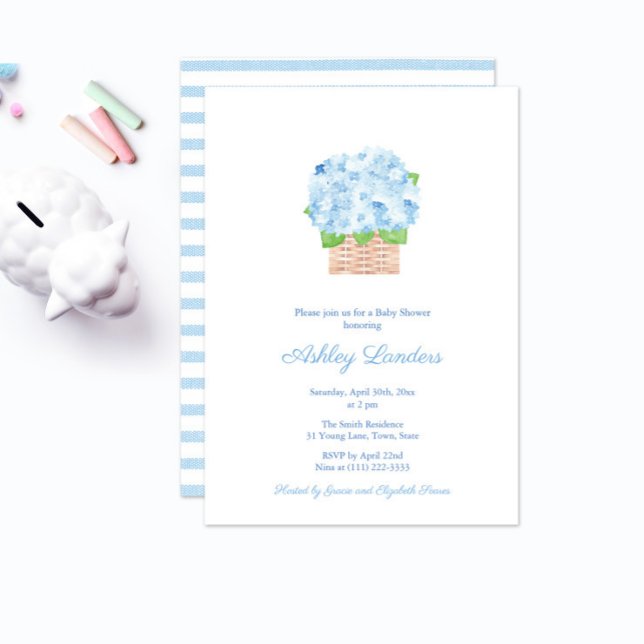 Avslappnad Elegance Blue Hydrangea Boy Shower Inbjudningar (Skapare uppladdad)