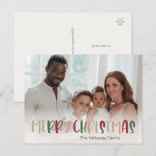 Avslappnad Färgat julfotfoto för Fullt Helg Vykort