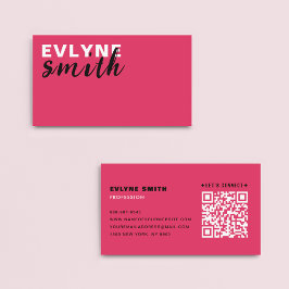 Avslappnad Feminin fetstilt Rosa QR kodtypning Visitkort