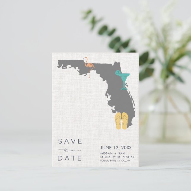 Avslappnad Florida Beach Wedding Spara datumet Meddelande Vykort (Stående Fram)