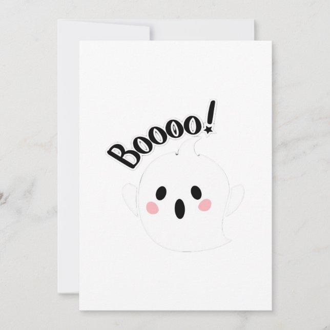 Avslappnad för Kreativet Cute White Boo Julkort (Framsida)