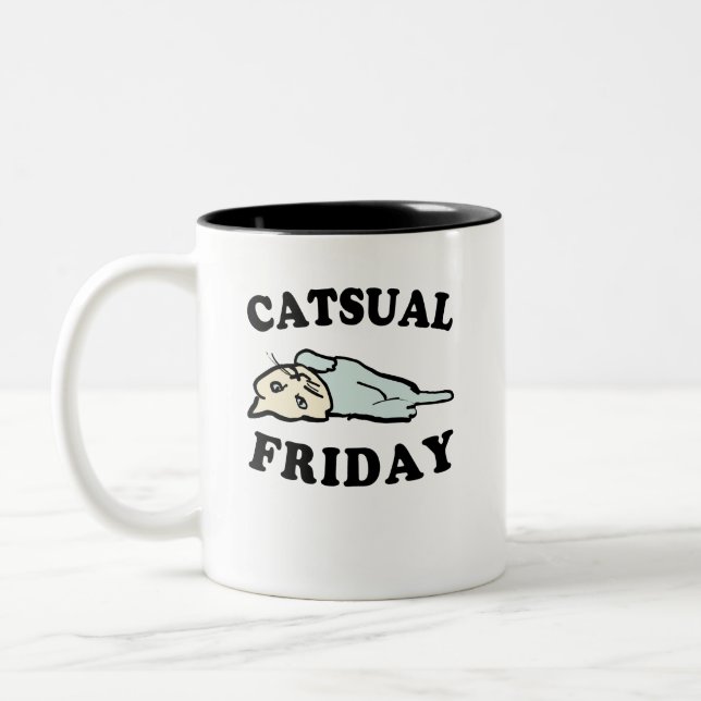 Avslappnad Fredag Cute Avslappnad Cat Två-Tonad Mugg (Vänster)