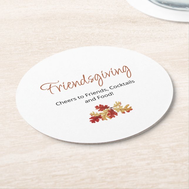 Avslappnad Friendsgiving Fall Foliage Thanksgiving Underlägg Papper Rund (Vinklad)