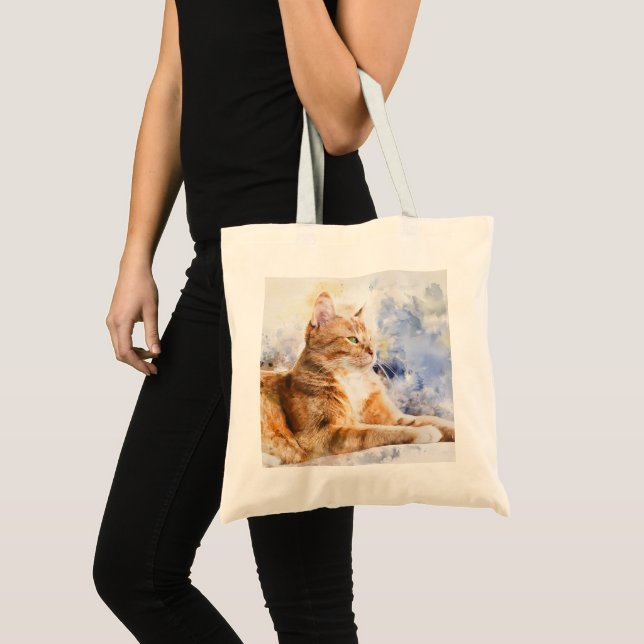 Avslappnad Ginger Cat Tote-väska Tygkasse (Framsida (produkt))