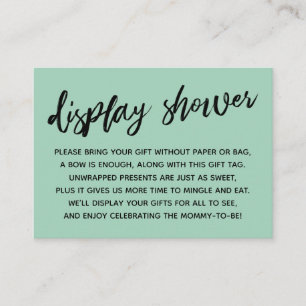 Avslappnad Grönt Visning Baby Shower No Gift Wrap Tilläggskort